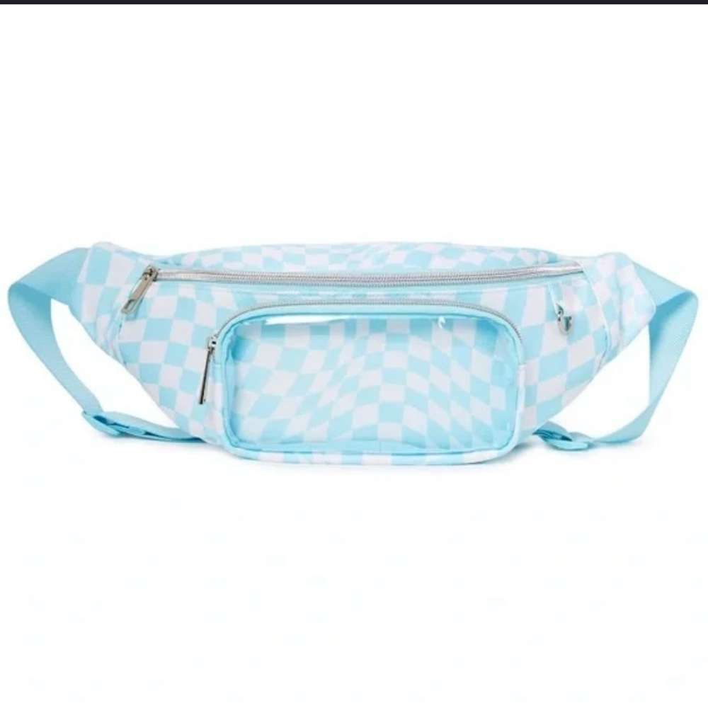 Blue and White Checkered Fanny Pack